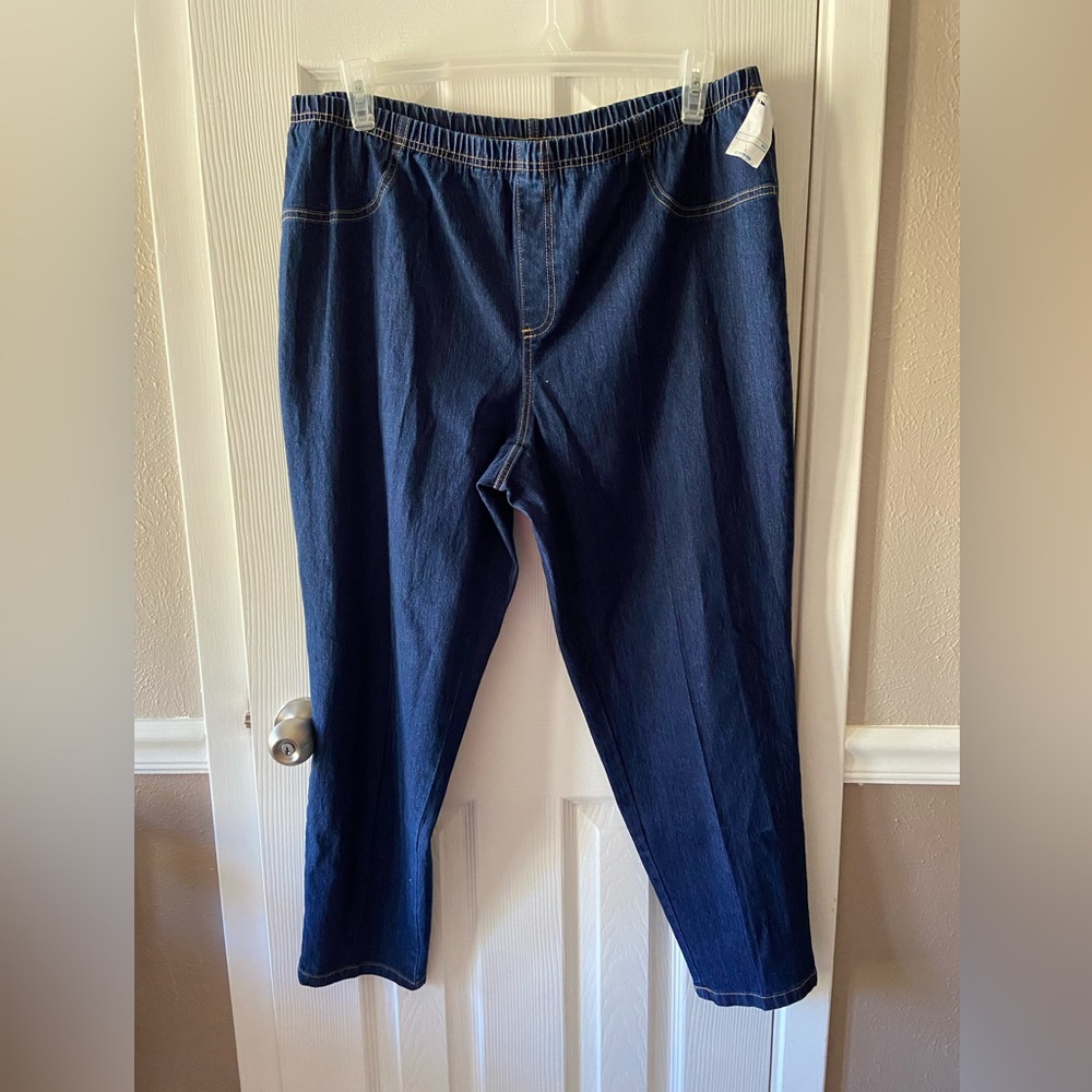 Just My Size pull on  Blue Jeans, size 22 petite, new with tag. Faux pockets.